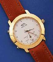 SEIKO QUARTZ HERRENARMBANDUHR, JAPAN UM 1996, UNGETR., LEDERB., METALL VERG., EDELST.- BODEN GEDR., SAPHIRFLACHGL., KONTRASTZIFFERBL. MULTIFKT. M. ...
