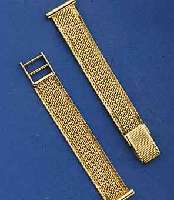 GOLDBAND FÜR DAMENARMBANDUHR, GG 585/000, UM 1965, WENIG GEN., STEGBR. 12,5 MM, L. VON STEG ZU STEG 12,5 CM, TOTALGEW. CA. 18 G, TRAG/VERWENDB., ...