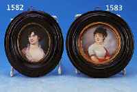 MINATURMALEREI, DEUTSCH, UM 1860/70, PORTRÄT EINER EDLEN DAME, FEINE MALEREI, AUF ELFENBEIN GEMALT, OVAL, UNTER GLAS GERAHMT, 9 X 10 CM