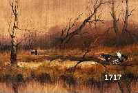 UNBEKANNTER KÜNSTLER, 1. HÄLFTE 20. JH. FLUßLANDSCHAFT MIT ZWEI AUERHÄHNEN, UN- LESERLICH SIGNIERT, ÖL/LWD., 25 X 31 CM, R.
