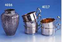 5 TASSENHALTER, WIEN UM 1910, SILBER, MEISTERMARKE UNGED., BES.-MONOGR. RF LIGIERT, CA. 520 G, H CA. 5 CM, D CA. 9 CM, INNEN- VERGOLDET