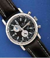 RE. WATCH ARMBANDCHRONOGRAPH, SCHWEIZ UM 1965, METALL VERCHR., EDELST.-BODEN GEDR., KONTRASTZIFFERBL. M. 15-MIN.-STOPPZÄHLER BEI 10, ...