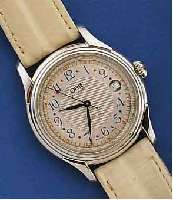 ORIS HERRENARMBANDUHR, AUTOMATIK, SCHWEIZ UM 1996, EDELST.-BOD. GESCHR., GUILL. U. VERS. KONTRASTZIFFERBL., DAT., 25 ST., ZENTRALROT. ...
