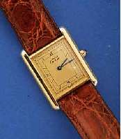 CARTIER DAMENARMBANDUHR TANK, MASS. 925ER SILBER, HART VERG., BOMB. MINERALGL., HIGH- TECH-QUARTZWERK, BOD. GEGEN OBERTEIL 4-FACH VERSCHR., BEI ...