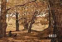THOMA, HANS, 1839-1924, ZWEI LITHOGRAPHIEN, 1 X VON 1895, LANDSCHAFT MIT RASTENDEM SPAZIERGÄNGER MIT HUND, CA. 35 X 46 CM; 1 X IM STALL ZU ...