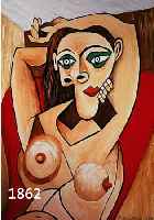 ECKINGER, FRANZ, GEB. AUGSBURG 1945, AKT NACH PICASSO, ÖL/HOLZ, RE. U. SIGN. UND DAT. 2001, CA. 70 X 60 CM, R.
