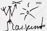 PENCK, A.R., GEB. 1939, FIGUR UND SONNE, FILZSTIFTZEICHNUNG AUF PAPIER, HANDSIGNIERT, CA. 10,5 X 14,5 CM, PP, U.GL. (GESPRUNGEN), R.