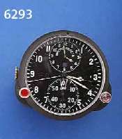 EINBAUBORDUHR, RUSSLAND UM 1992 FÜR MIG 29, ORIG. LAGERKISTE, METALL HERMETISCH VERSCHR., MINERALFLACHGL., MULTIFKT. (60 SEK.-STOPPZÄH- LER, ...