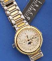 ISECO HERRENARMBANDUHR, SERIE TTC/LONGLIFE, GEFERTIGT UM 1996, EDELST. MATT. INCL. EDELST. BD., LÜN. U. ZWISCHENGL. M. GG-AUFLAGE, ...