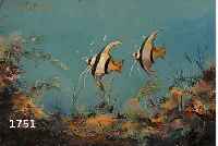UNBEKANNTER MALER, 50ER JAHRE, SKALARE IN UNTERWASSERLANDSCHAFT, ÖL/LWD, RE. U. UNLESER- LICH HANDSIGNIERT, CA. 48 X 80 CM, R.