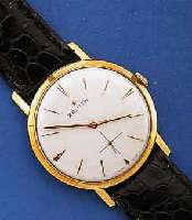 ZENITH HERRENARMBANDUHR, SCHWEIZ UM 1955, METALL HARTVERG., EDELST.BOD. U. GLASRD. AUF- GEDR., VERS. BL., AUFGEL. GOLDSTUNDENZEICHEN, GOLDZEIGER, ...