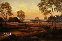 Unbekannter KÜnstler, Mitte 20. Jh. Öl/Lwd., unsigniert, Heidelandschaft mit SchÄfer und Schafen in der DÄmmerung, 61 x 82 cm, R.