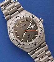 TUTIMA HERRENARMBANDUHR, MODELL PACIFIC, EDELST. MATT., DEUTSCHLAND UM 1997, EDELST.- BD. M. SICHERHEITSFALTSCHL., MINERALFLACHGL., TAG U. DAT. ...