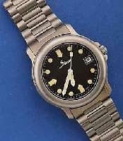 SINN HERRENARMBANDUHR TITAN, INCL. TITANBD., SCHWEIZ UM 1993, UNGETR. LAGERWARE, ORIG. ETUI , HERKUNFTSNACHWEIS, DEMNACH VON 1993, SAPHIR- FLACHGL., ...