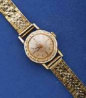 BWC DAMENGOLDBANDUHR, SCHWEIZ FÜR DEN DEUT- SCHEN MARKT UM 1965, GG 585/000 GEH. INCL. NEUTR. GG 585/000 BD. M. DEHNBARER FALTSCHL., BOD. ...
