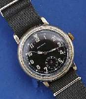 AVION WATCH FLIEGERARMBANDUHR, SCHWEIZ UM 1935, METALL VERN., BER., BOD. U. GLASRD. AUF- GEDR., DREHLÜN. M. INNENZEIGER, ALTE LEUCHT- FARBE, 15 ...