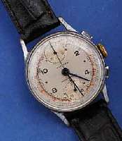 KONVOLUT:2 ARMBANDUHRCHRONOGRAPHEN, SCHWEIZ. FERTIGUNG UM 1940 M. VERSCH. TECHNIKEN, 1X BEZ. DOGMA M. FRÜHEM LANDERON-KAL. 48, NACH- VERCHR., ...