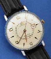 CERTINA FRÜHE ARMBANDUHR M. AUTOMATIK, KAL. U. STIFTENANKERGANG, SCHWEIZ UM 1948, GROßES METALLGEH. VERCHR., BER., BL. FLECKIG, DAT., 17 ST., ...