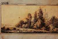 KOBELL, WILHELM VON, 1766 MANNHEIM-1855 MANN- HEIM, HIRTE MIT WEIDENDEM VIEH AUF WIESE AM WALDRAND, SEPIAZEICHNUNG, RE. OBEN SIGN. (STARK ...