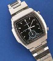 SEIKO ARMBANDCHRONOGRAPH, JAPAN UM 1980, EDELST.-STÜLPGEH. INCL. EDELST.-BAND ORIG., SCHW. KONTRASTZIFFERBL., TAG U. DATUM, TACHY- ...