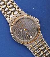 REVUE THOMMEN HERRENARMBANDUHR, SCHWEIZ 1995, UNGETR. LAGERW., EDELST., HIGH-TECH- QUARTZW. M. SEK.-TAKT U. DATUM, TEILE DER LÜNETTE SOWIE ...