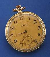 LICITA HERRENTASCHENUHR, OFFEN, SCHWEIZ UM 1914, 18 CT. GG, BOD. STREIFENDEKOR, RÄNDER LORBEERDEKOR, METALLCUV. VERG., VERG. METALL- ZIFFERBL., ...