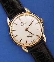 OMEGA HERRENARMBANDUHR, SCHWEIZ UM 1945, RG 750/000 GEH., ZEITENTSPRECHEND, BL. REST., 15 ST., RUNDANKERWERK, VERNICKELT, KAL. 30T2, BIM. ...