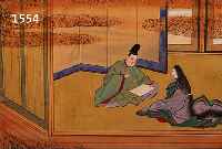 JAPANISCHER KÜNSTLER DES 19.JH., HOFDAME DIKTIERT EINEM HOFBEAMTEN, AQUARELL, UNDEUT- LICH SIGNIERT, CA. 35.5 X 40 CM, U.GL., R.