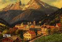 WIEDUWILT, F.O., MÜNCHENER LANDSCHAFTSMALER, NACHGEWIESEN ZWISCHEN 1910-1927, ALPENLÄN- DISCHE ANSICHT MIT ORTSCHAFT MIT GROßER KIRCHE VOR ...