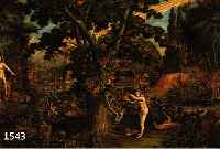 UNBEKANNTER MALER, DEUTSCH, UM 1620-30, EVA PFLÜCKT DEN APFEL VOM BAUM DER ERKENNT- NIS, ÖL/LWD, DOUBLIERT, CA. 36 X 52 CM, R.