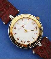 PIERRE CARDIN DESIGNERDAMENARMBANDUHR, GLEICHNAMIGER MODEFIRMA, SCHWEIZ UM 1995, MET. VERCHR., ORIG. LEDERBD., MINERALFLACHGL., BEI SCHÄTZUNG ...