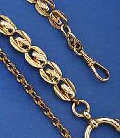 KONVOLUT: 2 UHRENKETTEN, BEIDE M. GOLDAUFL., 1X UM 1910, AUFWENDIGE GLIEDERLÄNGE, CA. 26 CM , 1X VERLAUFEND, ANKERGLIEDER, SILBERKARABI- NERHAKEN, ...