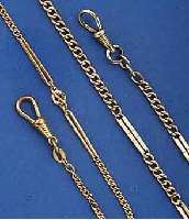 KONVOLUT: 2 TASCHENUHRKETTEN, BEIDE M. STEG- GLIEDERN IN VERSCH. ABSTÄNDEN, BEIDE M. GG- AUFL., 1X L. CA. 43 CM, 1X L. CA. 46 CM, NUTZ- SP. ...