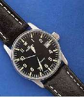 FORTIS FLIEGERHERRENARMBANDUHR AUTOMATIK, SCHWEIZ UM 1998, EDELST. MATT., KONTRASTZIF- FERBL., MINERALFLACHGL., LEDERBD., ORIG. DOSE, BEI ...