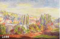 MARTIN, WILHELM, 1894 WEINGARTEN/BADEN-1969, SCHÜLER DER AKADEMIE KARLSRUHE BEI HAUEISEN, HIER: LANDSCHAFT BEI WEINGARTEN/BADEN, ÖL/LWD, RE. U. ...