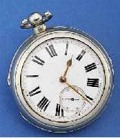 J. KIMBERLEY HERRENTASCHENUHR M. SCHLÜSSEL- AUFZUG, NICKEL M. ÜBERGEH., ENGLAND UM 1888, 2-TEILIGES EMAILBL. M. FETTEN RÖM. STUNDEN- ZEICHEN, ...