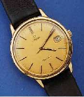 OMEGA HERRENARMBANDUHR GENEVE, AUTOMATIK, METALL VERG., BER., EDELST.-BOD. GESCHR., SCHWEIZ UM 1976, WERK VERG., ZENTRALROT., 23 ST., KAL. 1030, ...