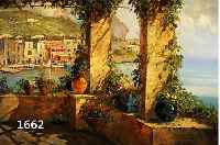 BRIANTE, EZELINO, GEB. 1901 NEAPEL - 1971, WIRKTE IN ROM, CAPRI U. FRANKREICH, ÖL/LWD., SONNENLICHTDURCHFLUTETE TERRASSE IN SÜDLICHER LANDSCHAFT ...