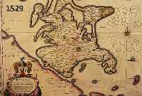 KUPFERSTICHKARTE VON BLEAU, UM 1635, NACH BESCHREIBUNG VON EILERT LÜBBEN, DIE INSEL RÜGEN, GRENZKOLORIT, SEITLICH WAPPEN- REIHEN, CA. 38 X 49 ...