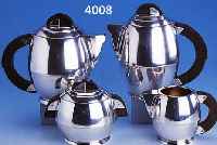 4-TEIL. KAFFEE-/TEESET, RAVINET DENFERT, METALL VERSILBERT, REINES ART-DECO, PARIS UM 1932-35, BEST. AUS KAFFEE- UND TEEKANNE, SAHNEGIEßER UND ...