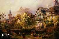 JASPERS, H., UM 1900, STADTANSICHT MIT PERSONEN IM PARK, BACHARACH AN DER MOSEL MIT BURG REIFENHEIM, SIGN., CA. 44 X 56 CM, ÖL/LWD., RAHMEN