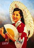 MÜNCH, GUSTAV, PORTRÄT EINER FRAU IN JAPANISCHER TRACHT, ÖL/LWD, RE. U. SIGN., CA. 60 X 50 CM, R.
