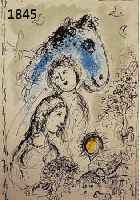 CHAGALL, MARC, 1887-1985, FARBLITHOGRAPHIE AUF GRAUGRÜNEM PAPIER, CA. 36 X 24 CM, PP, U. GL., R., BEIGEFÜGT EIN BRIEF DER EHEFRAU CHAGALLS, DIE ...