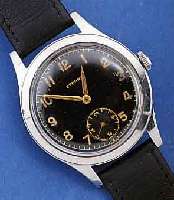 ETERNA HERRENARMBANDUHR, MILITARY, SCHWEIZ UM 1948, EDELST., BOD. GESCHR., NOCH BLEIDICH- TUNG, AUßER LEDERBD. ORIG. ZUSTAND, GR. RUND- ANKERWERK ...