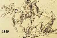LIEBERMANN, MAX, 1847-1935, ZWEI LITHOGRA- PHIEN VON 1914: REITERKAMPF, DER SCHÜTZE, IN DER PLATTE SIGN., JE CA. 27 X 30 CM, PP