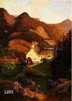ZUSCHREIBUNG: FRIEDRICH PRELLER D.Ä., 1804 EISENACH-1878 WEIMAR, GEHÖFT IN EINER VORGEBIRGSLANDSCHAFT, ÖL/HOLZ, ZWEI QUER- VERLAUFENDE ...