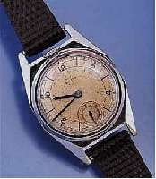 ZENITH ARMBANDUHR SELTEN, METALL VERCHR., EDELST.-BODEN U. GLASR. GEDR., KRONE ZUM SCHUTZ AUßEN 12, SCHWEIZ UM 1937, ART DECO, ZIFFERBL. VERS., ...