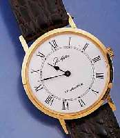 GLASHÜTTE HERRENARMBANDUHR, DEUTSCHLAND UM 1984, METALL HARTVERG., EDELST.-BODEN GEDR., EMAILFARB. KONTRASTZIFFERBL., LEDERB., NEUTR. ETUI, ...