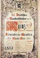 6 SPEISEKARTEN, DEUTSCH, AB 1894 BIS CA. 1913, U.A. BRAUEREISPEISEKARTEN MATHÄSER- BRÄU ZUM HESSENBRÄU, BRAUEREI BINDING, SCHLOß- BRUNNEN ...
