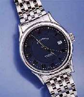REVUE THOMMEN HERRENARMBANDUHR AUTOMATIK SERIE WALL STREET, SCHWEIZ UM 1999, EDELST. POL. INCL. EDELST.-BAND M. DOPPELTER, UNSICHT- B. FALTSCHL., 4 ...